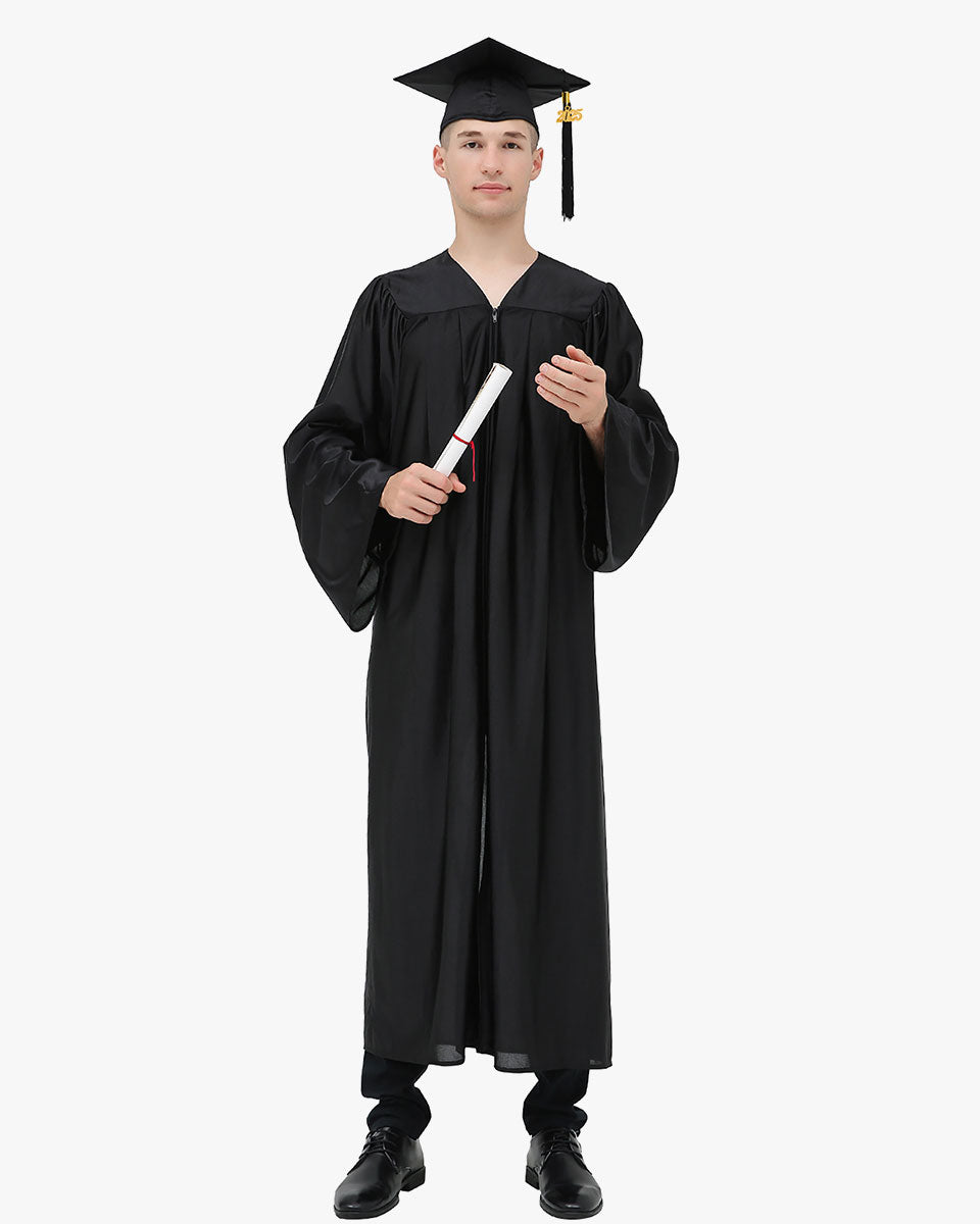 High School Economy Shiny Graduation Cap,Gown & Tassel Package - 12 Colors Available