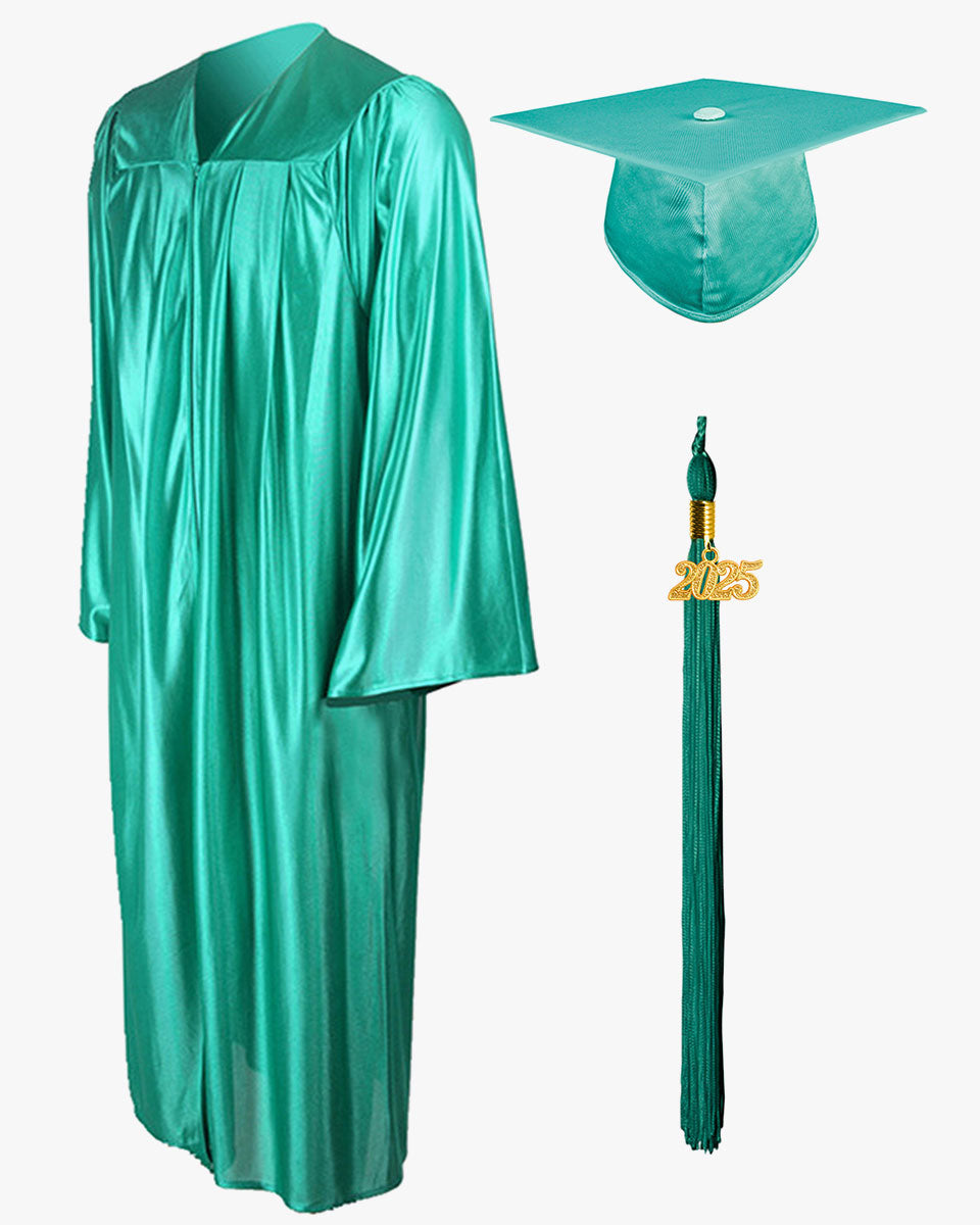 High School Economy Shiny Graduation Cap,Gown & Tassel Package - 12 Colors Available