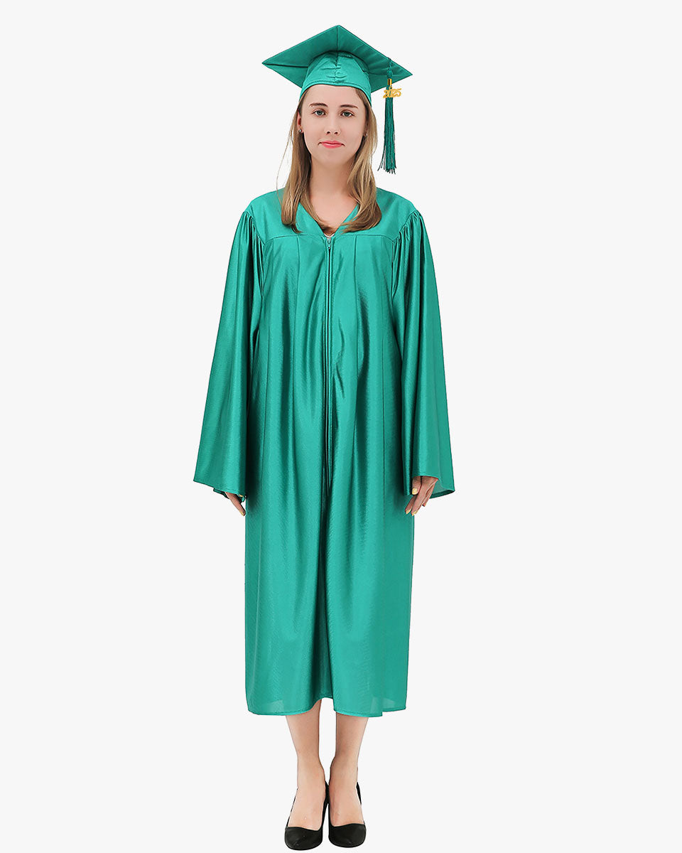 High School Economy Shiny Graduation Cap,Gown & Tassel Package - 12 Colors Available