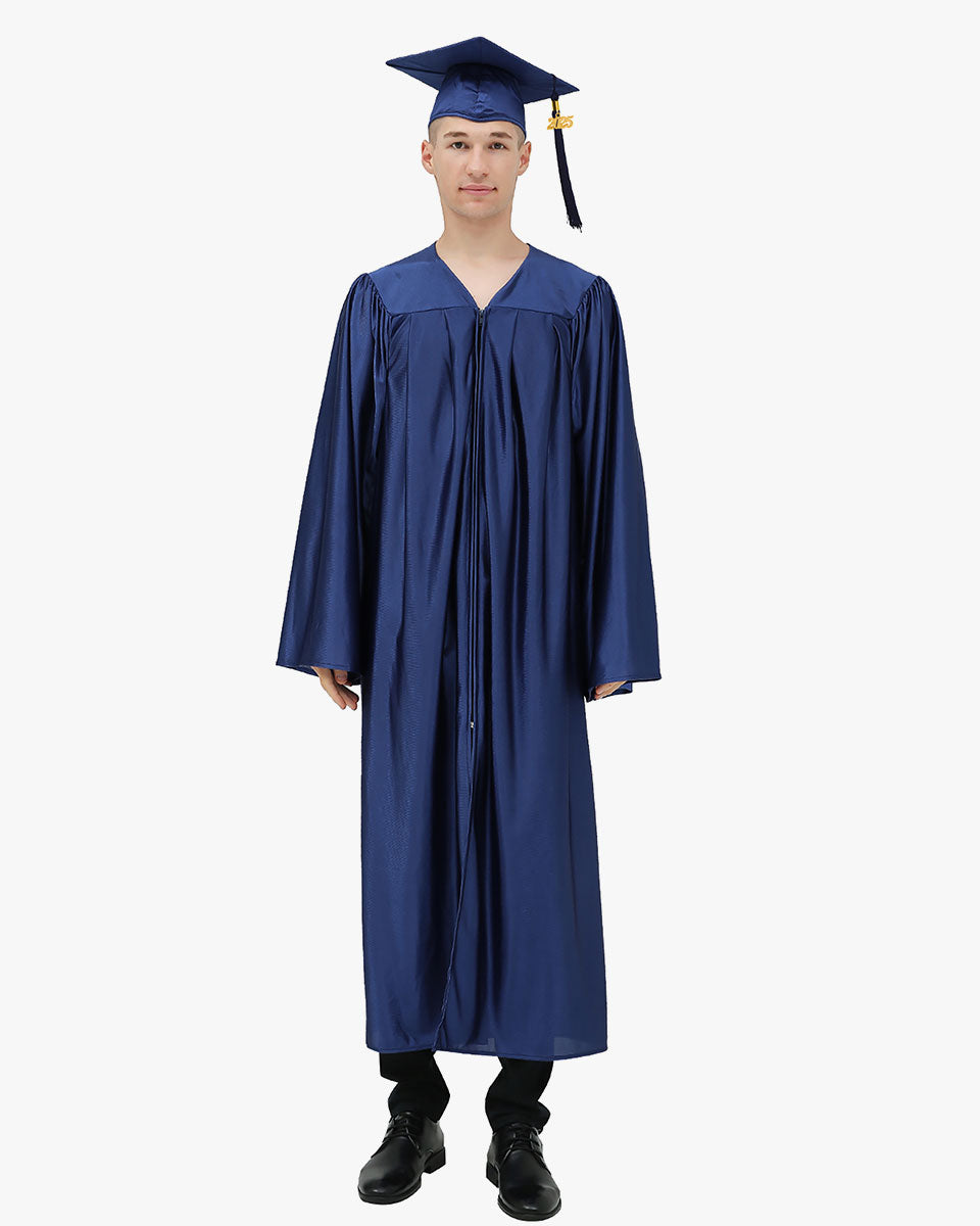 High School Economy Shiny Graduation Cap,Gown & Tassel Package - 12 Colors Available