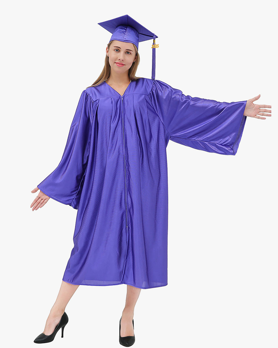 High School Economy Shiny Graduation Cap,Gown & Tassel Package - 12 Colors Available