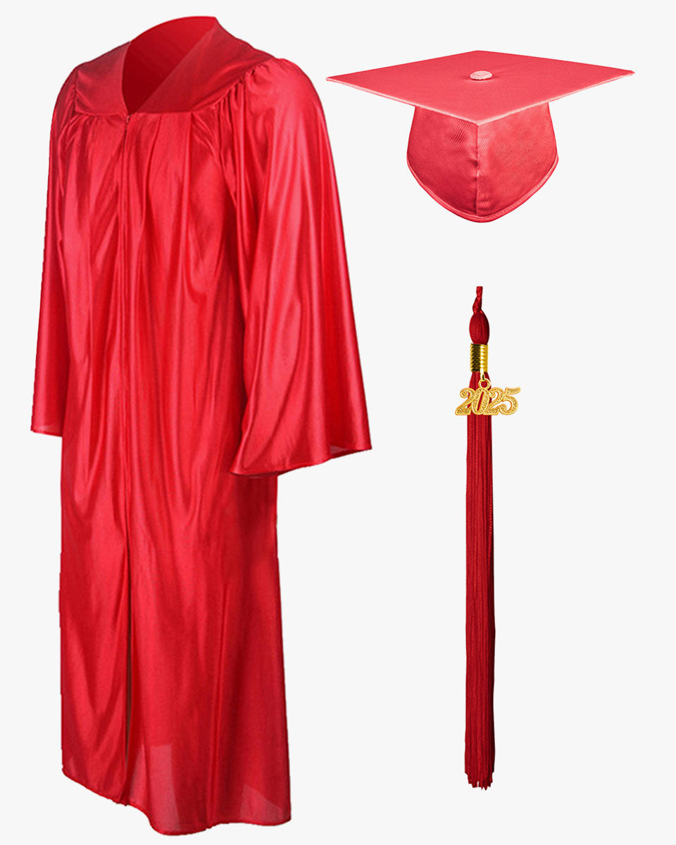 High School Economy Shiny Graduation Cap,Gown & Tassel Package - 12 Colors Available