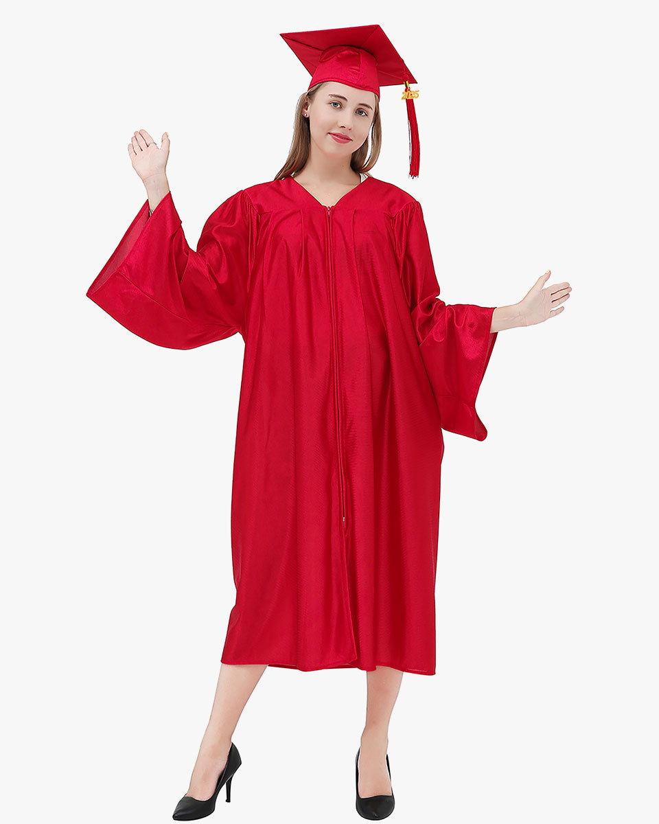 High School Economy Shiny Graduation Cap,Gown & Tassel Package - 12 Colors Available