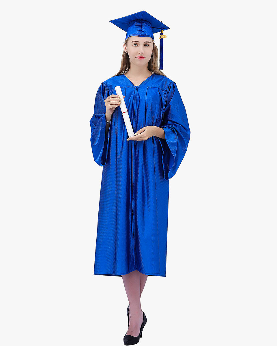 High School Economy Shiny Graduation Cap,Gown & Tassel Package - 12 Colors Available