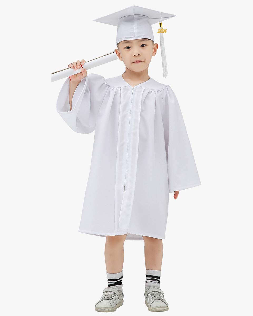 White kindergarten 2024 cap and gown