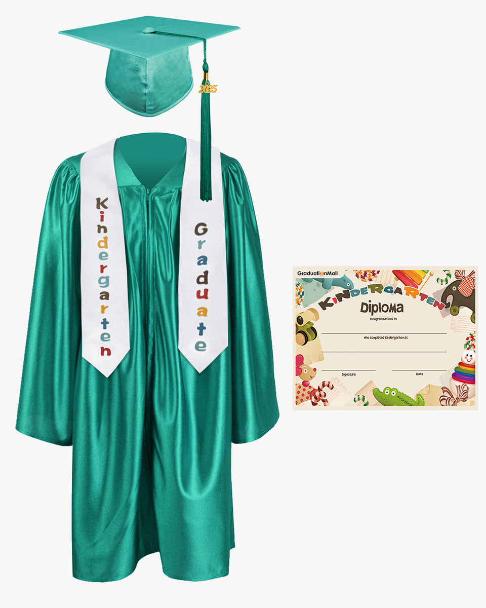 Shiny Kindergarten Graduation Cap, Gown, Stole & Diploma Package