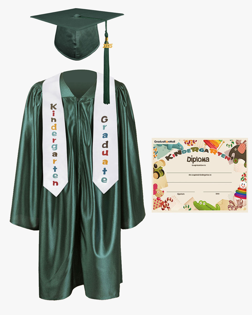 Shiny Kindergarten Graduation Cap, Gown, Stole & Diploma Package