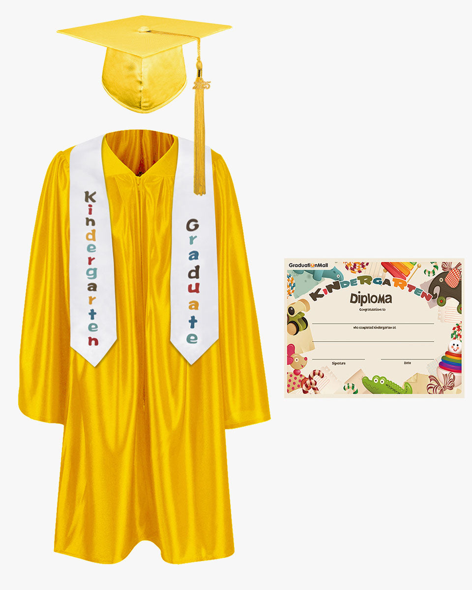 Shiny Kindergarten Graduation Cap, Gown, Stole & Diploma Package