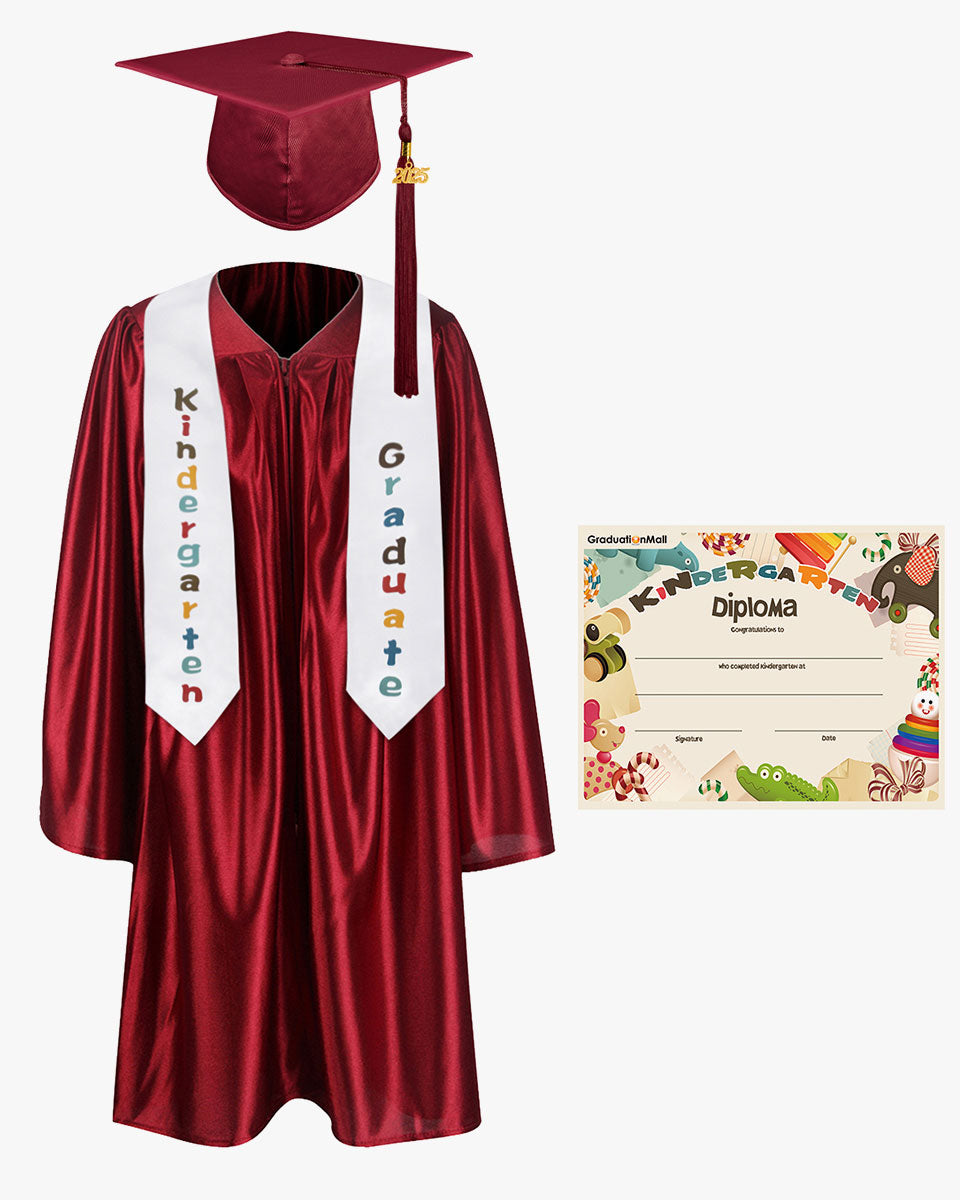 Shiny Kindergarten Graduation Cap, Gown, Stole & Diploma Package