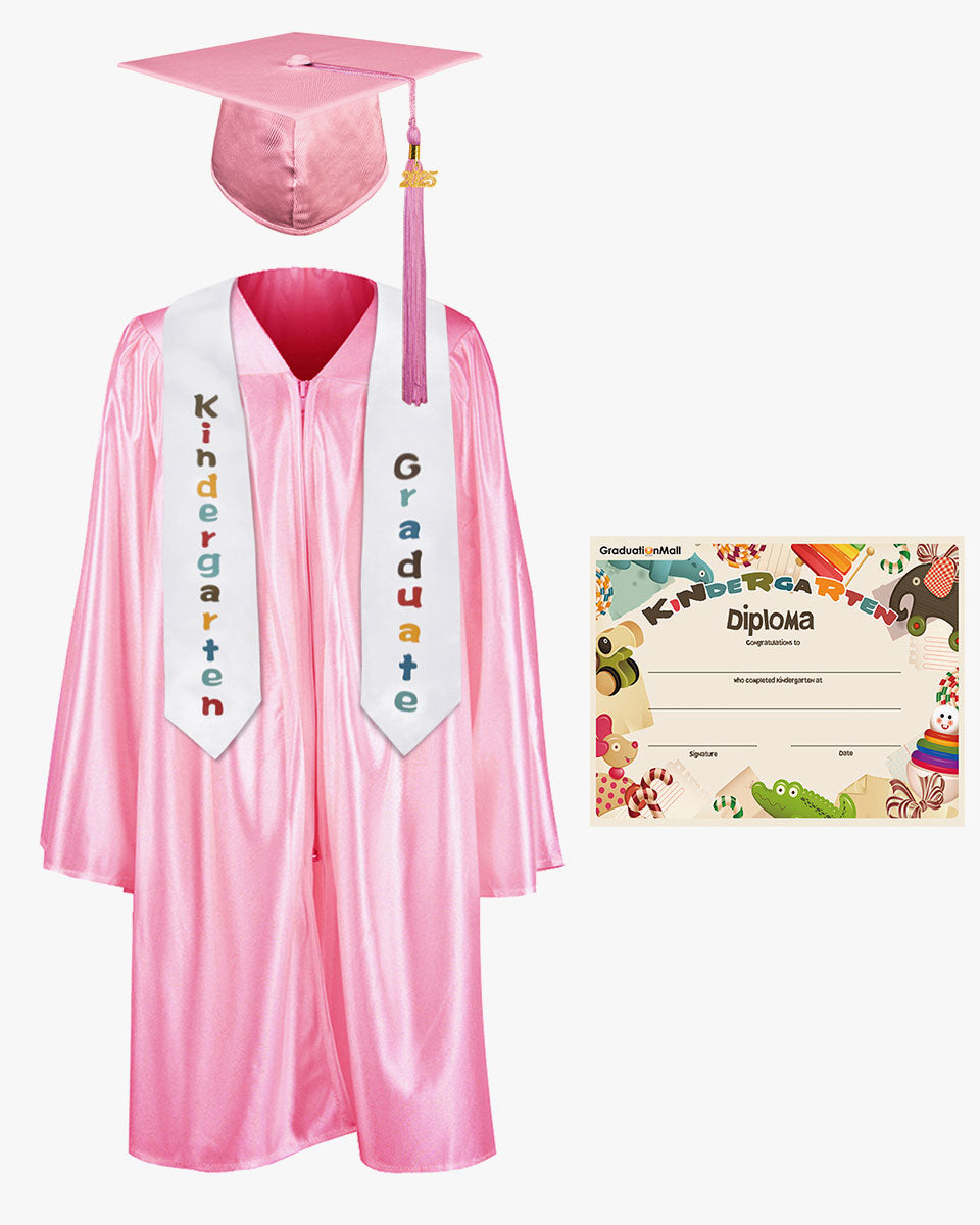 Shiny Kindergarten Graduation Cap, Gown, Stole & Diploma Package