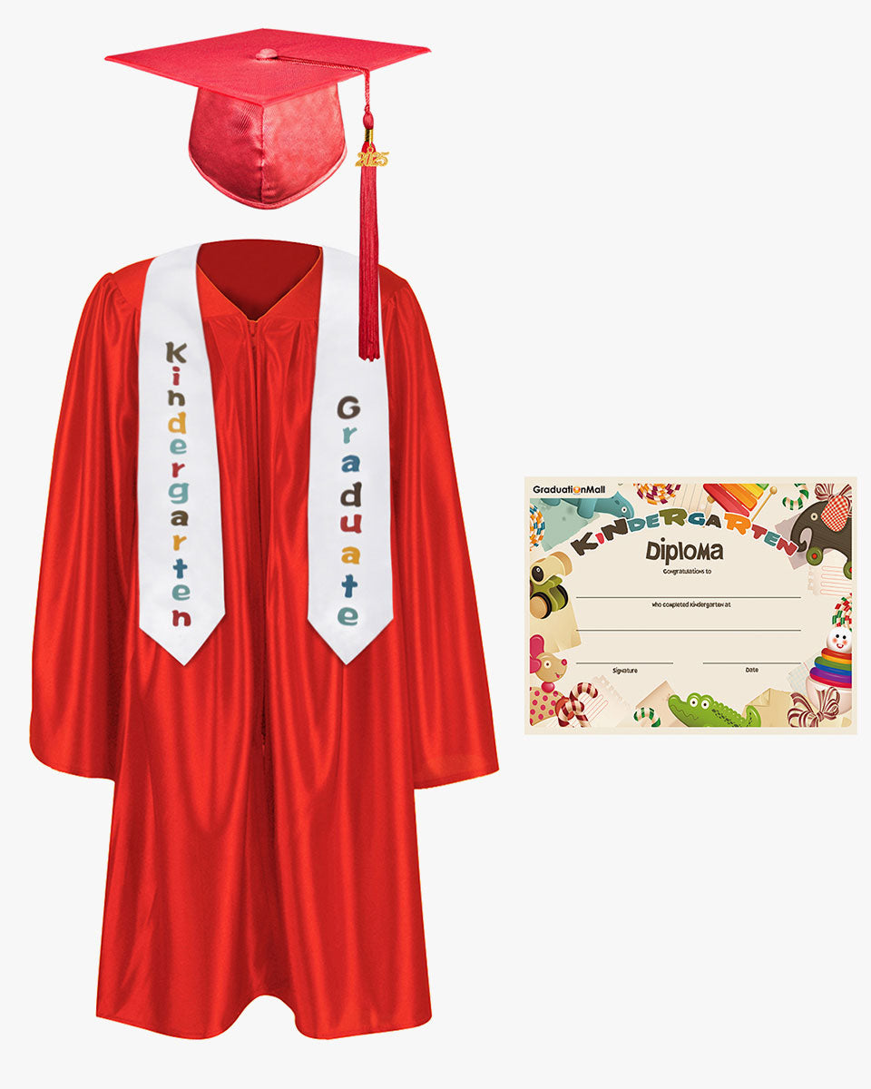 Shiny Kindergarten Graduation Cap, Gown, Stole & Diploma Package