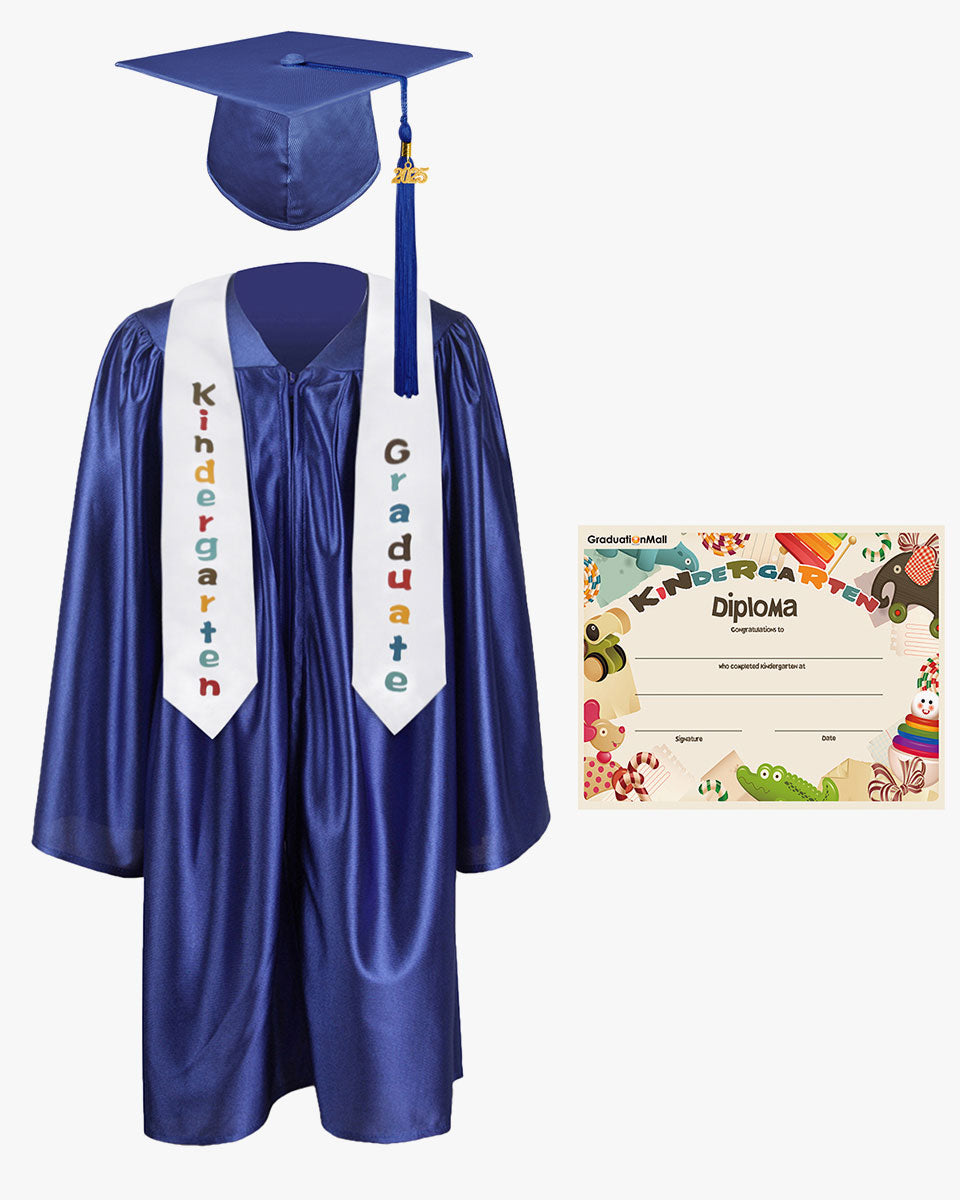 Shiny Kindergarten Graduation Cap, Gown, Stole & Diploma Package