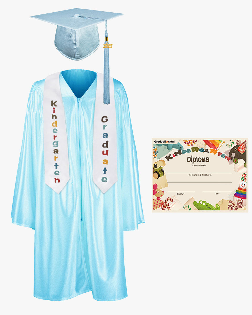 Shiny Kindergarten Graduation Cap, Gown, Stole & Diploma Package