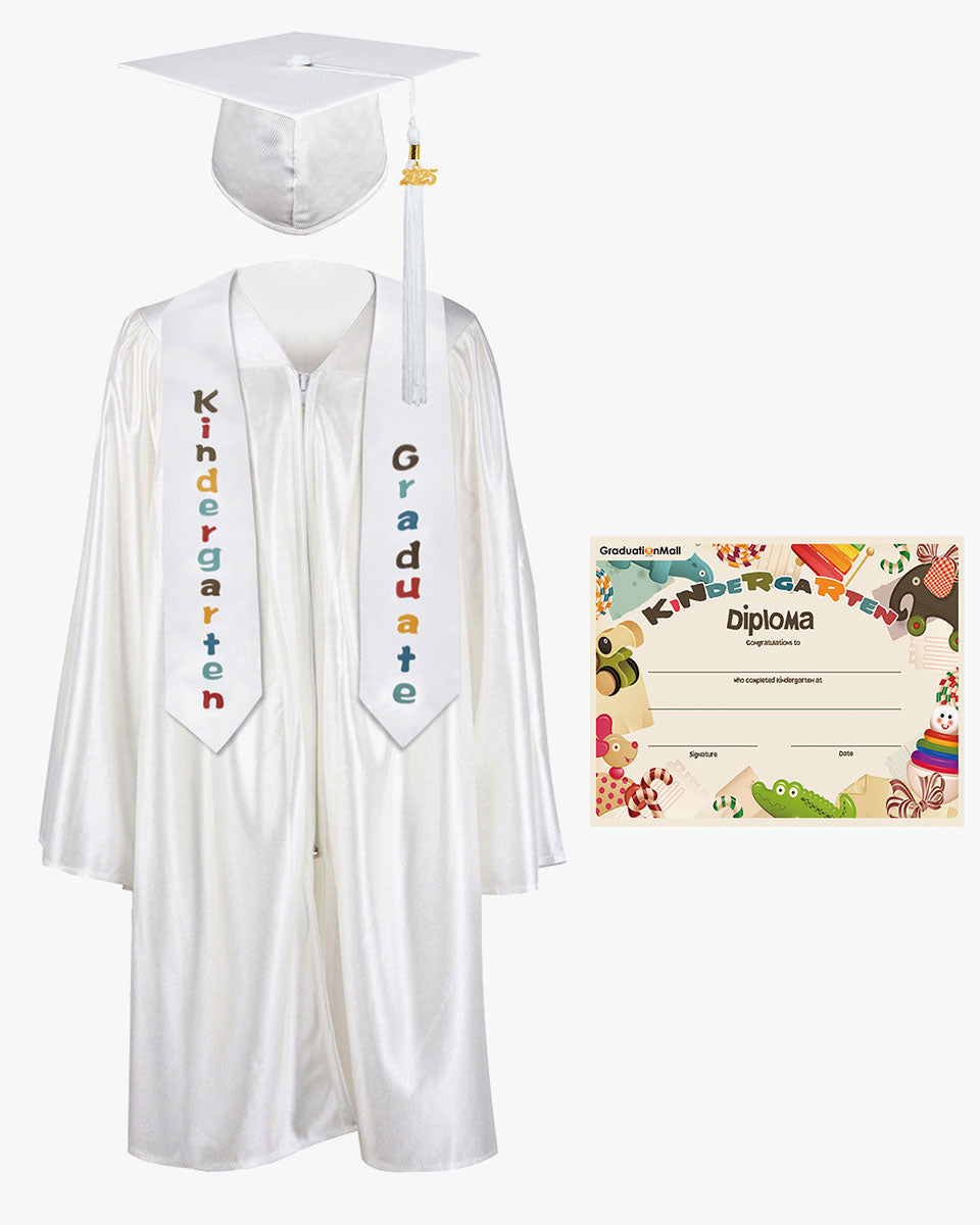 Shiny Kindergarten Graduation Cap, Gown, Stole & Diploma Package