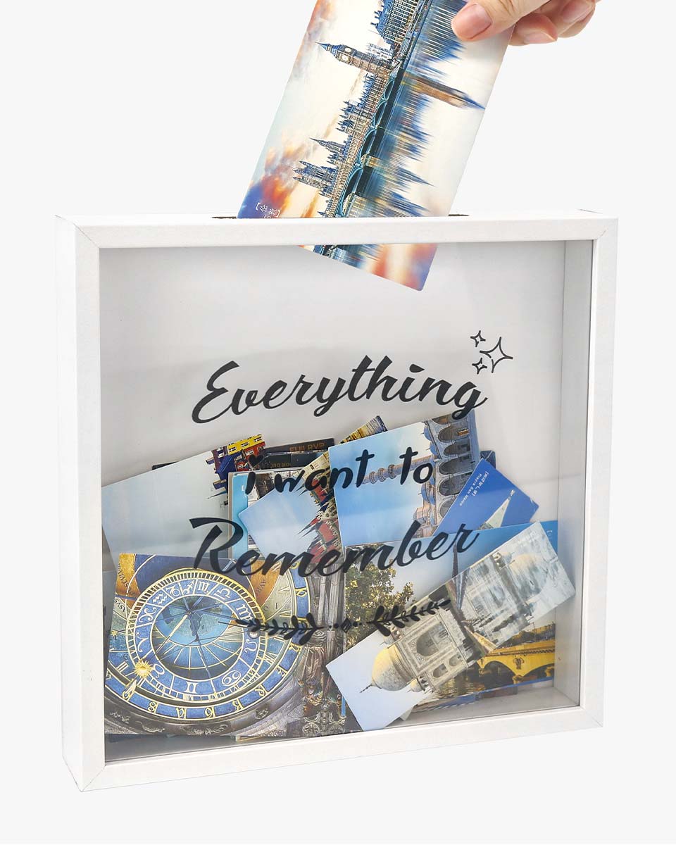 Travel Adventure Archive Memory Ticket Shadow Box with Slot 11x11 - 2 Styles Available