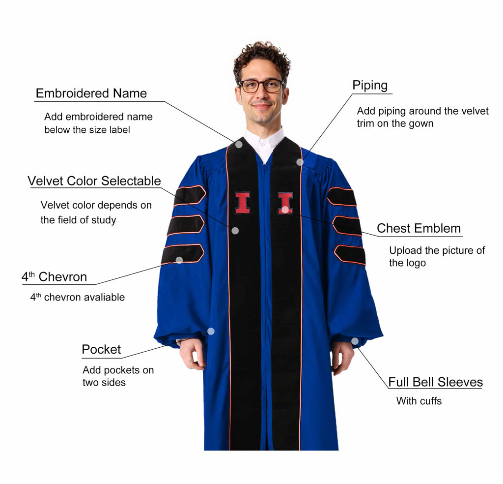 Custom Deluxe Doctoral Gown - Velvet Split