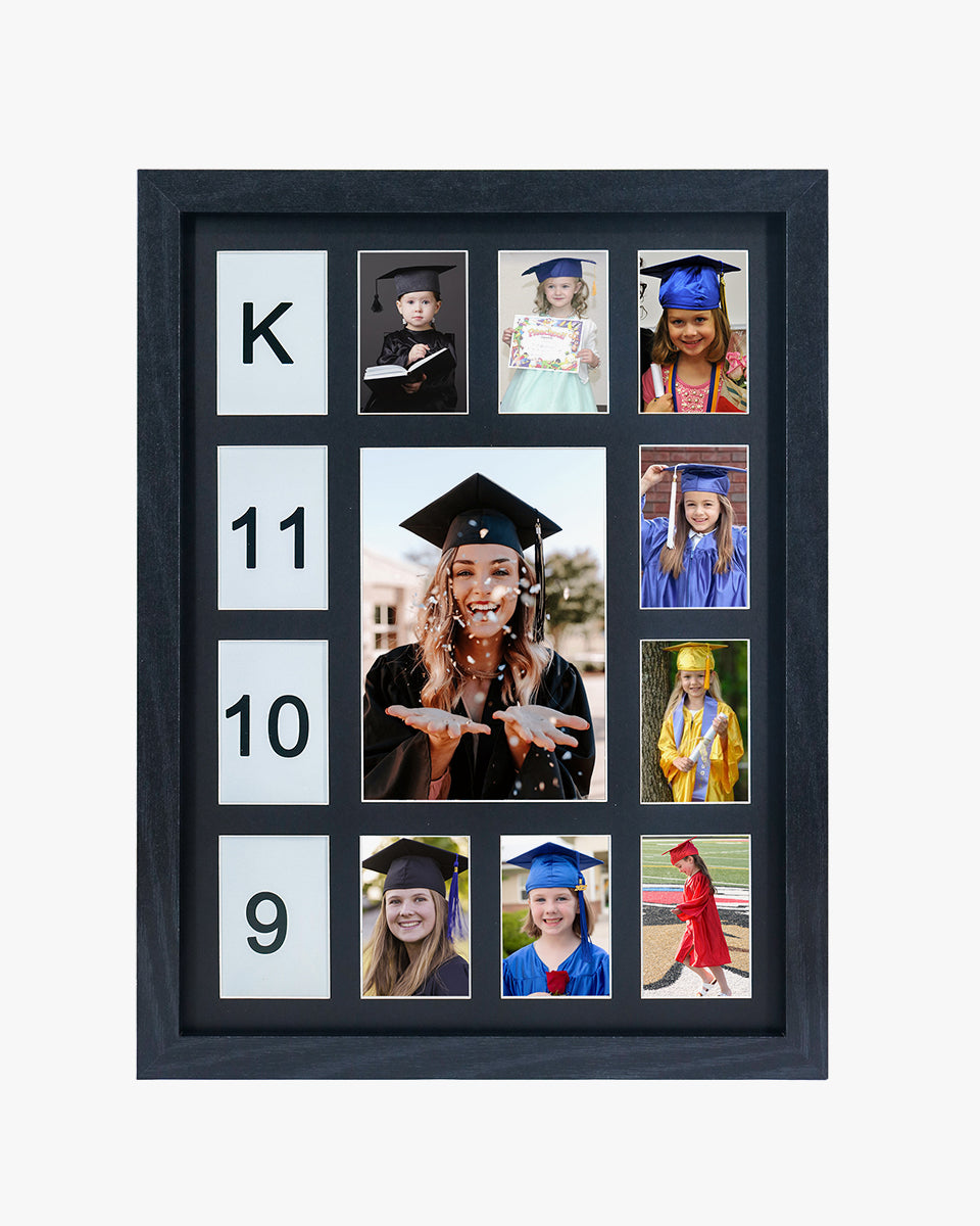 School Picture Frame 11x14, Grey 15 Opening Photo Mat, order 1 prek-12, Days are Long, Years are Short